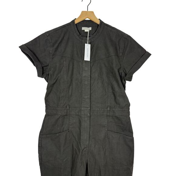 NEW Outerknown Jenson Jumpsuit Size L Black Utility Snap Button Short Sleeve - Picture 6 of 14